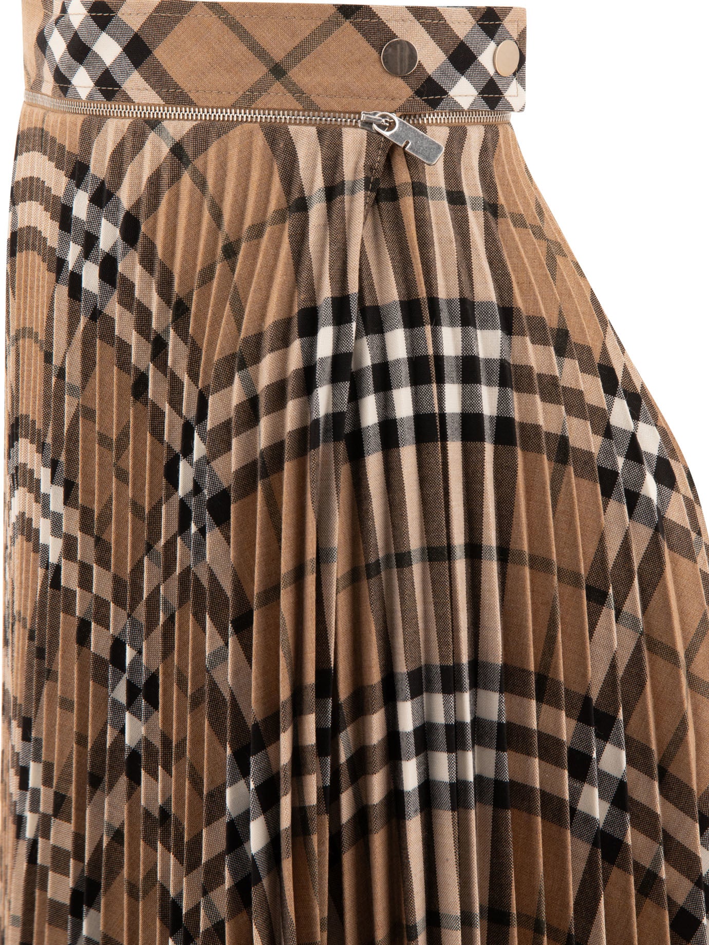 Burberry Wool Blend Pleated Check Skirt Gonne Beige Wanan Luxury