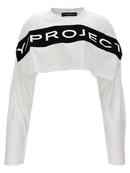 Logo Crop T Shirt Bianco/Nero