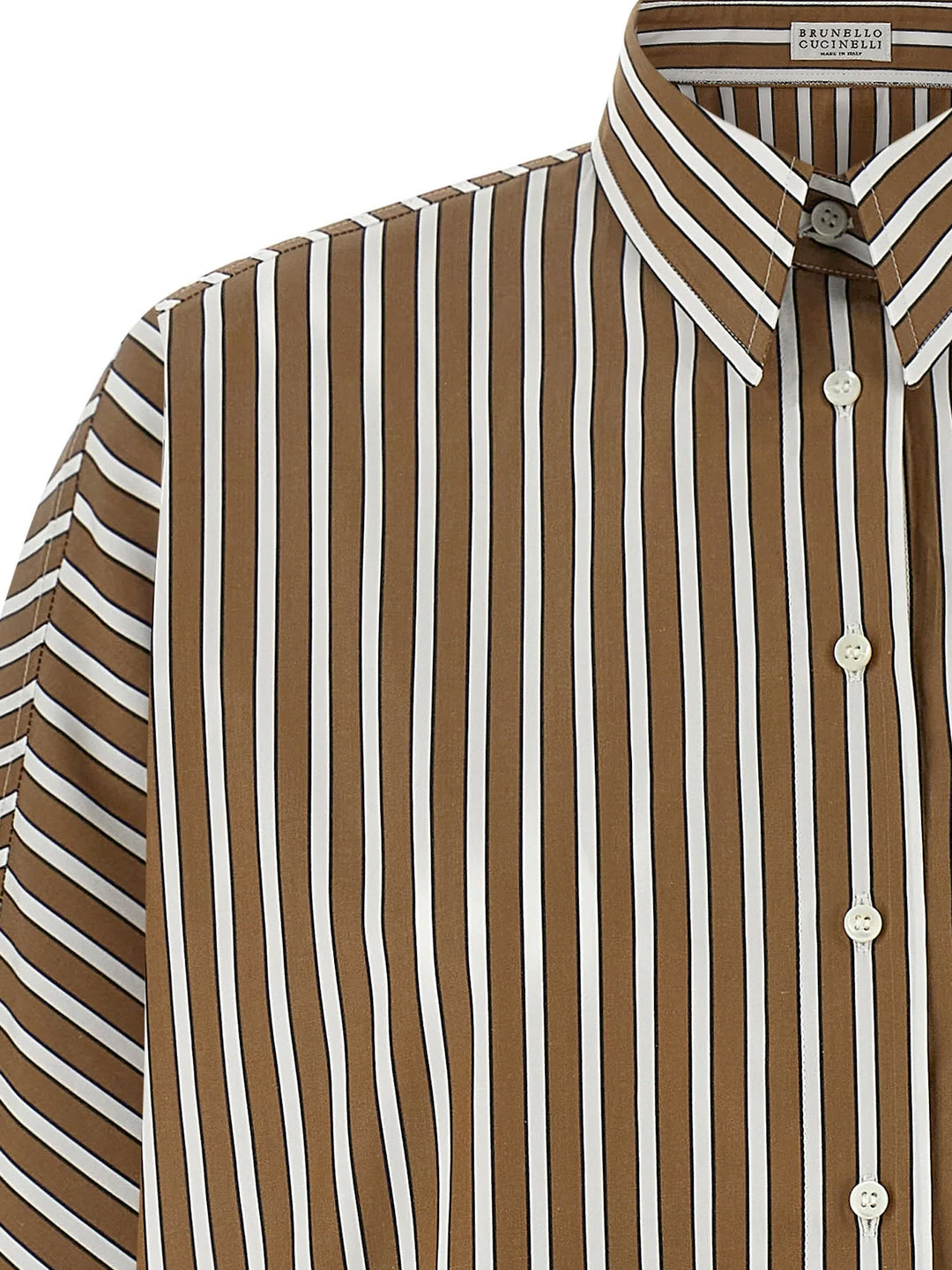 Brunello Cucinelli Shirts - TOBACCO/BLACK/WHITE LINE | d3d158428a42bdd815a5bd9436fc80a4108467cd