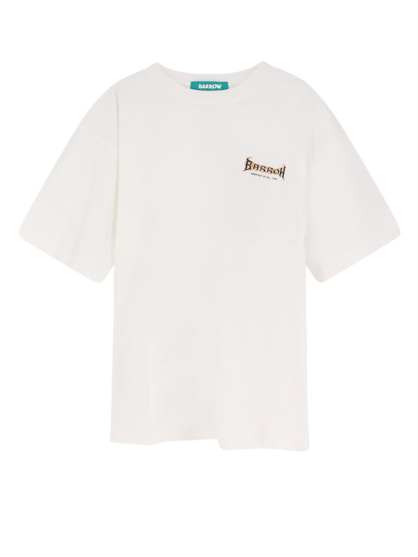 Cotton T-Shirt With Multicolored Logo On The Back