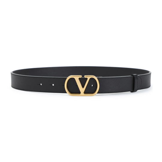 Black Vlogo 30 Leather Belt