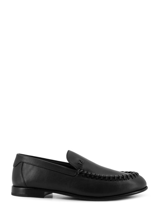 Leather Loafers With Metal Ff Logo