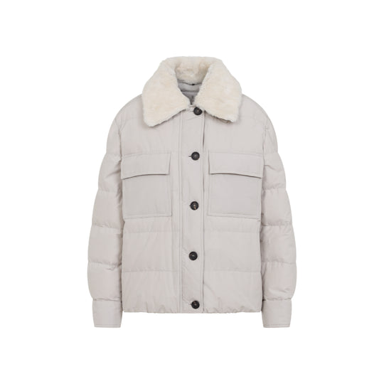 Light Grey Puffer Polyester Jacket