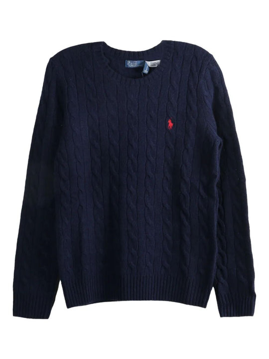 Pullover Girocollo In Lana E Cashmere A Trecce