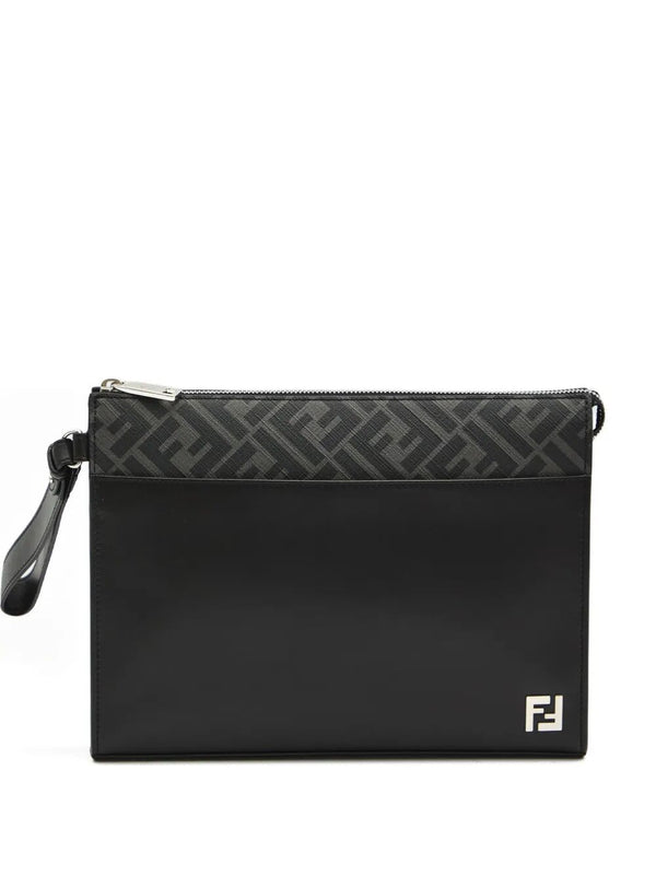 Clutch Squared Ff In Pelle E Tela