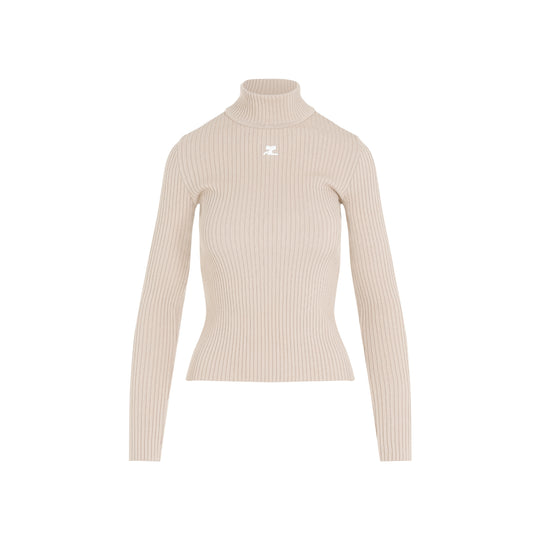 Cappuccino Roll Neck Ribbed Jumper