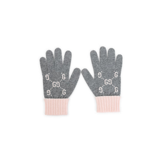 Cloud Grey Cashmere Gg Knit Gloves