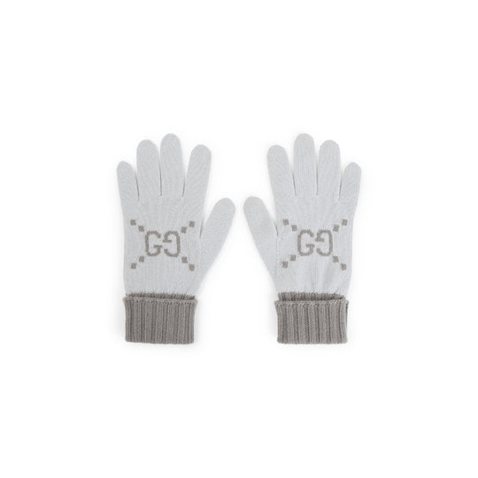 Light Grey Cashmere Gg Knit Gloves
