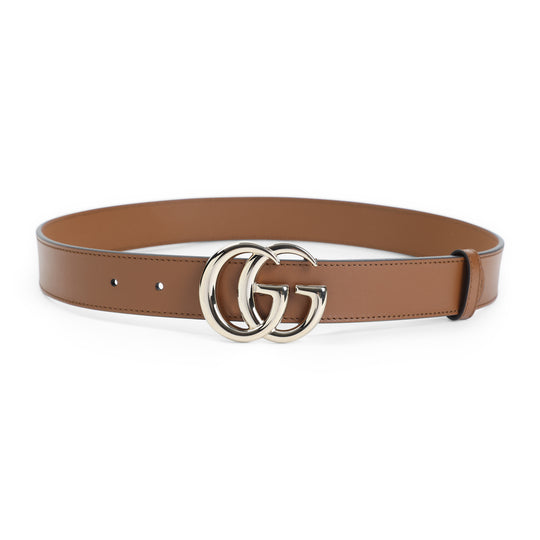 Sundial Brown Calf Leather 3 Cm Gg Gold Belt