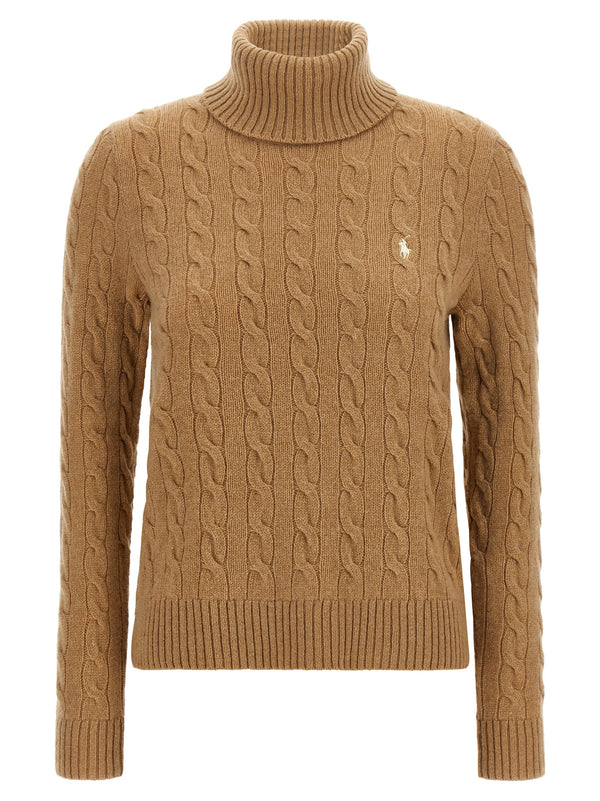 Braided Turtleneck Sweater Maglioni Beige