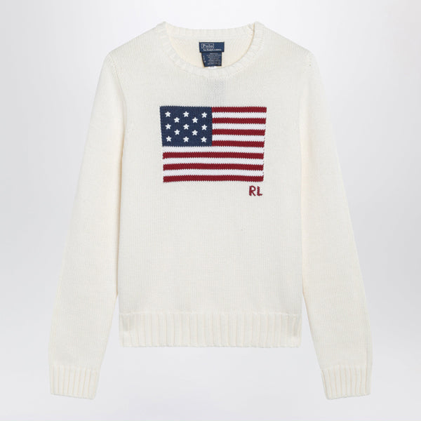 Tommy Hilfiger Cream Sweater With Flag Motif