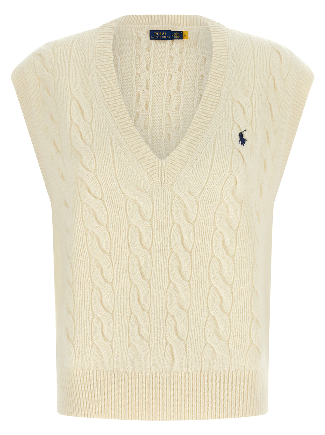 Polo Ralph Lauren Braided Vest Gilet - Bianco | 09ebe59b8b57faf1b185607a5d2c037433343fad