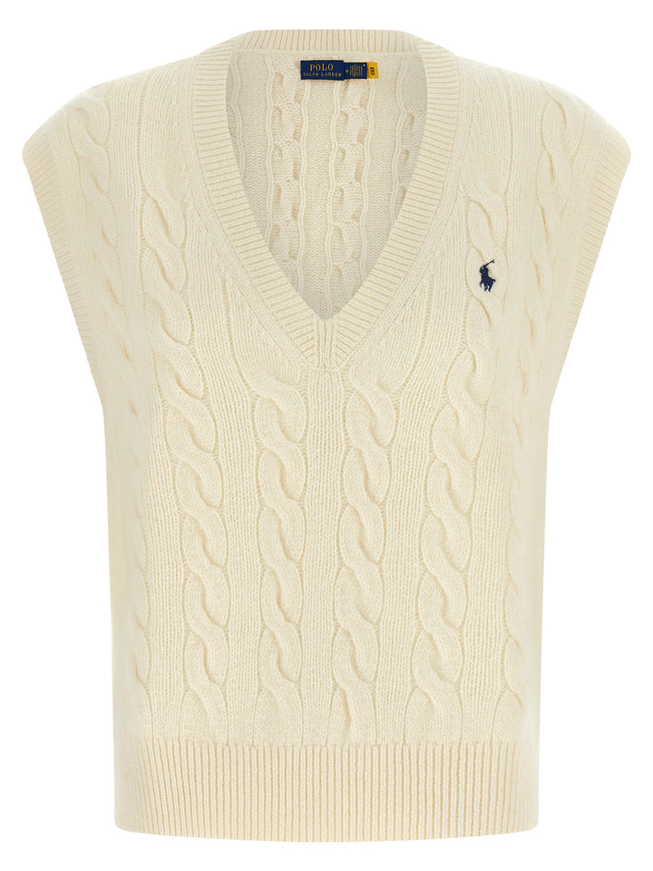 Polo Ralph Lauren Braided Vest Gilet - Bianco | 09ebe59b8b57faf1b185607a5d2c037433343fad