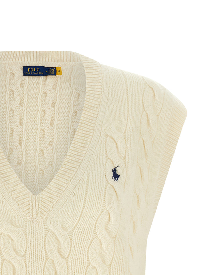 Polo Ralph Lauren Braided Vest Gilet - Bianco | ee5081978b156c58cd1eccb7bf9e905d7bba48b8