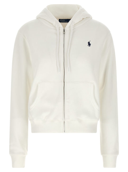 Logo Embroidery Hoodie Felpe Bianco
