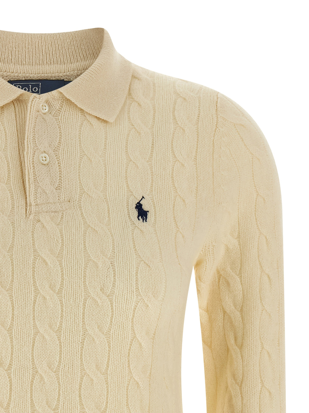 Polo Ralph Lauren Braided  Shirt Polo - Bianco | e61d49ec57a8473aaa60052d826171a2966f0a82