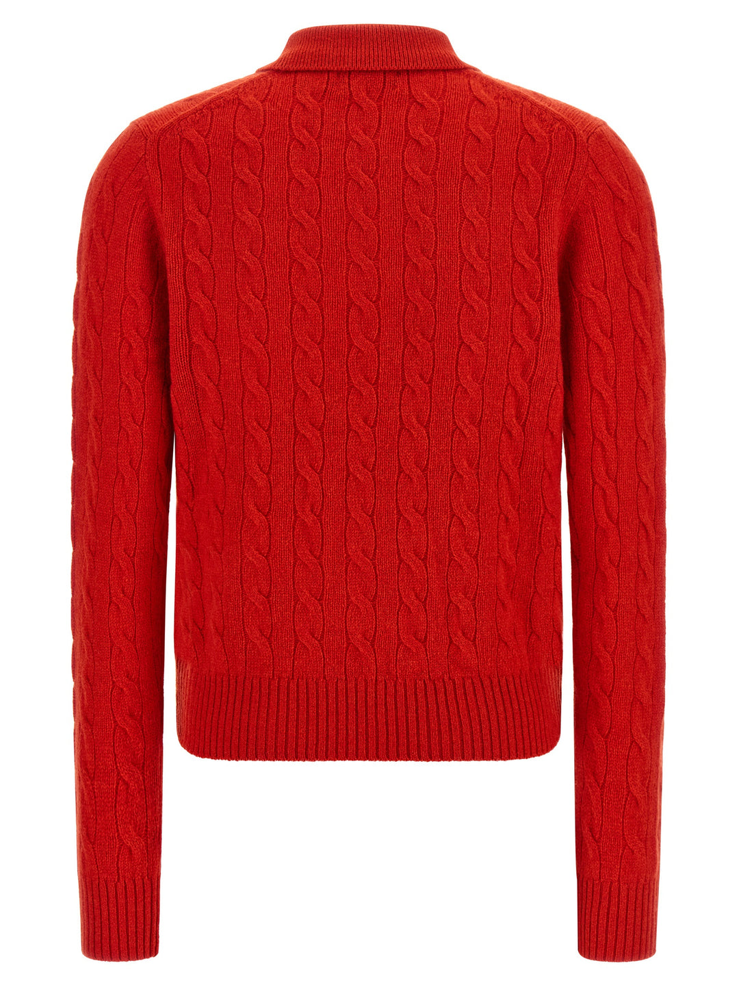 Polo Ralph Lauren Braided Knit  Shirt Polo - Rosso | a9a82bb932c812ca9122efdf332384a903028709