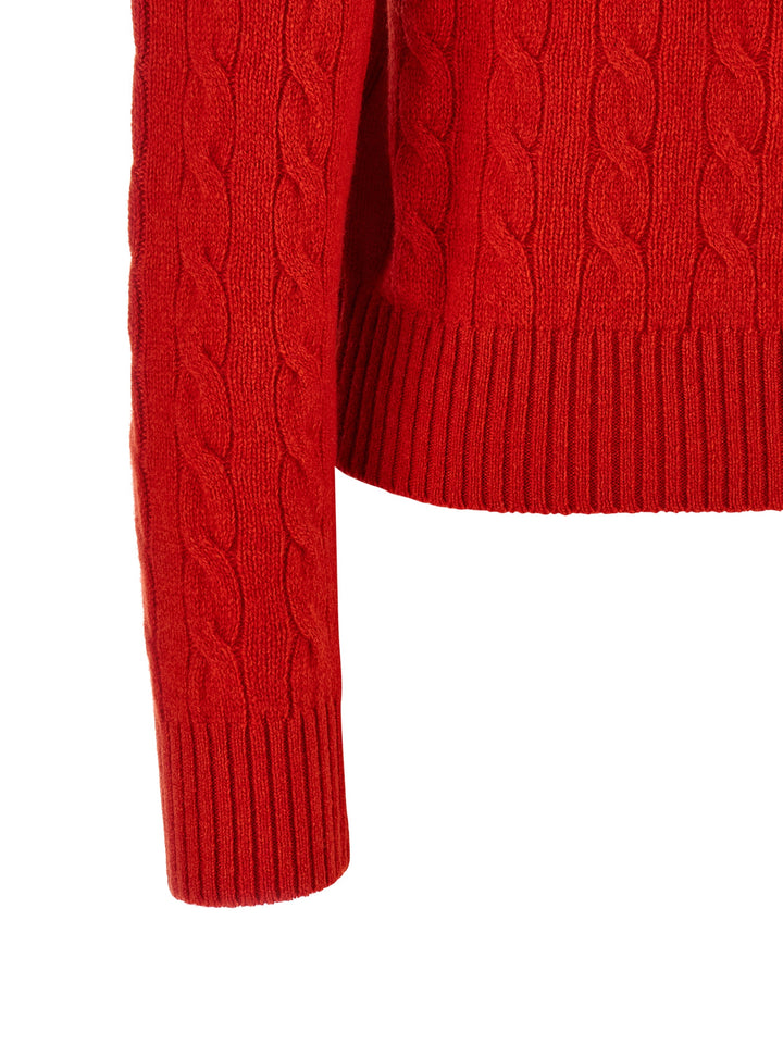 Polo Ralph Lauren Braided Knit  Shirt Polo - Rosso | 1400fa22ab417ecaf493f501bb2e31695016dcb3