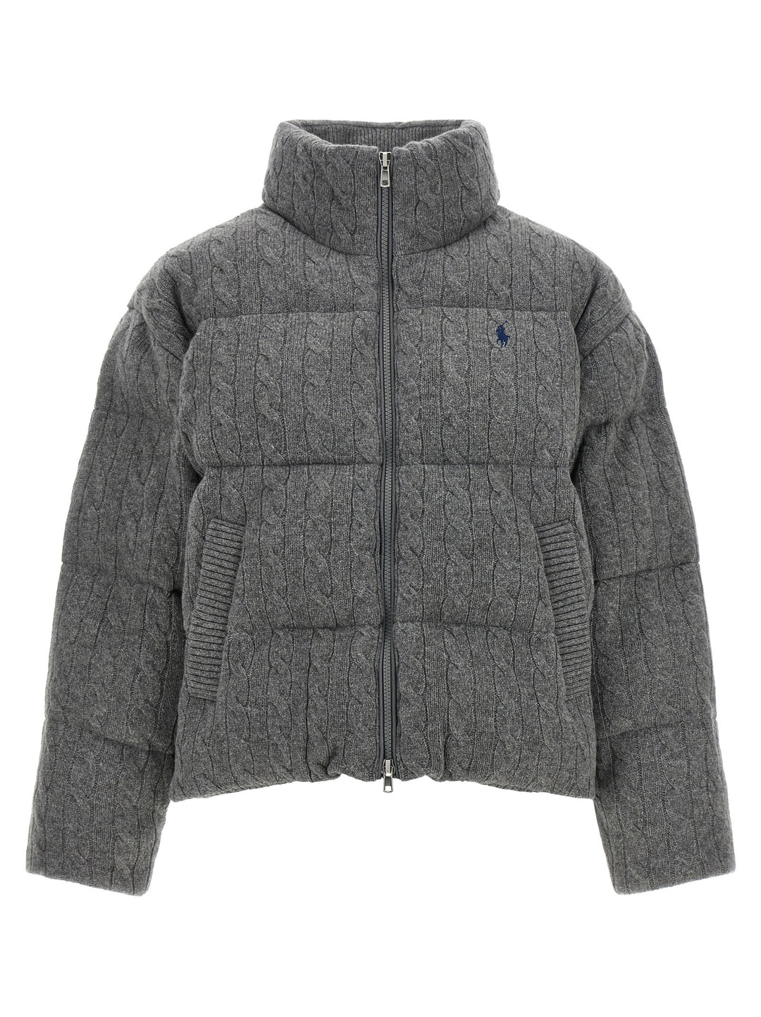 Polo Ralph Lauren Knitted Braided Down Jacket Puffer Jackets - Grigio | c282cd52f018875af2564b3c25af47d4f1a784bc