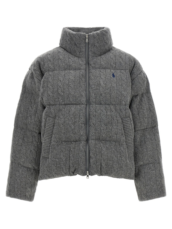 Polo Ralph Lauren Knitted Braided Down Jacket Puffer Jackets - Grigio | c282cd52f018875af2564b3c25af47d4f1a784bc