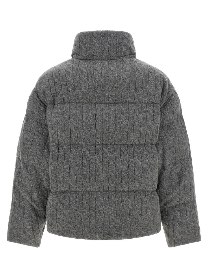 Polo Ralph Lauren Knitted Braided Down Jacket Puffer Jackets - Grigio | 01f888f502ba2c3ceabdfb870ec7e3c6f7d7c515