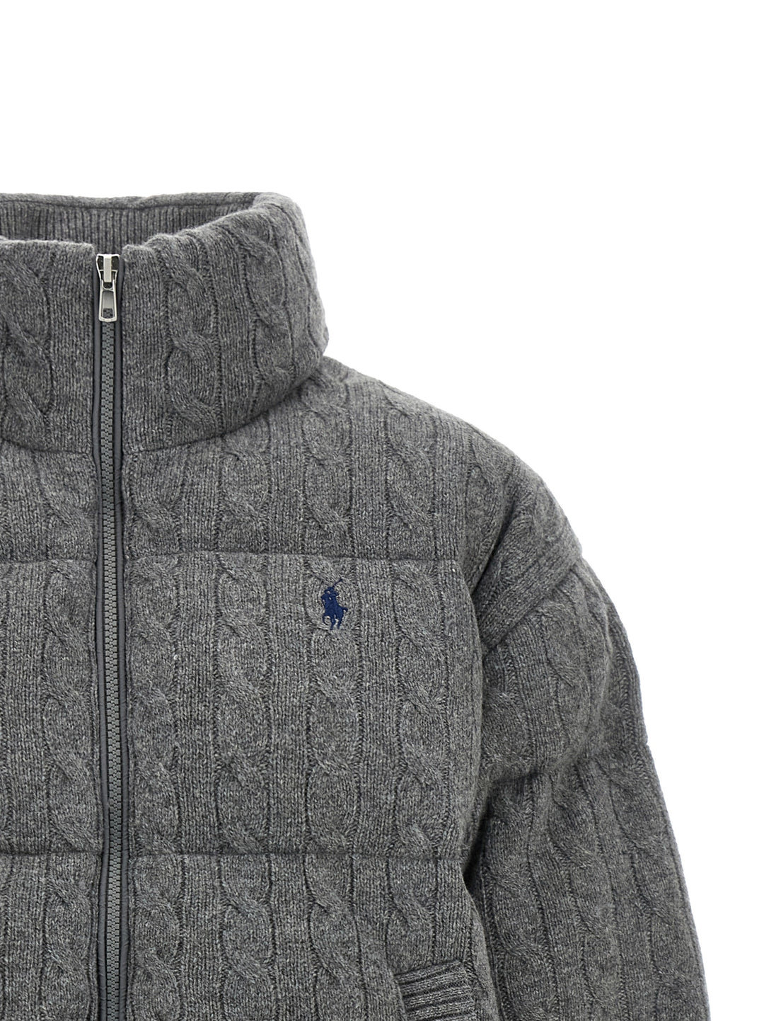 Polo Ralph Lauren Knitted Braided Down Jacket Puffer Jackets - Grigio | 98e4ca5035ea97df7219361d0368d15c3881d679
