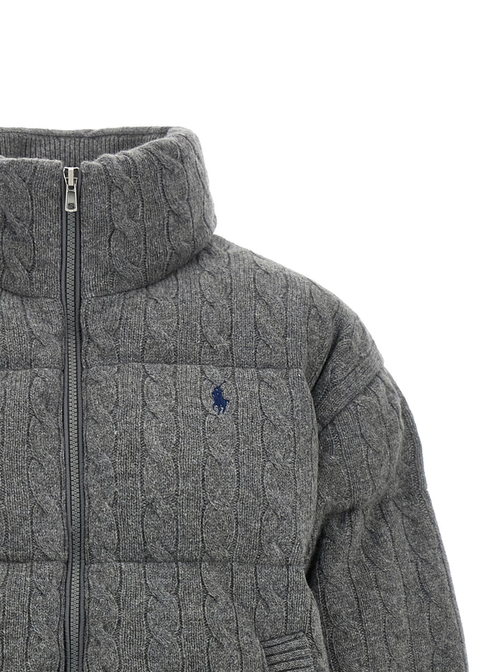 Polo Ralph Lauren Knitted Braided Down Jacket Puffer Jackets - Grigio | 98e4ca5035ea97df7219361d0368d15c3881d679