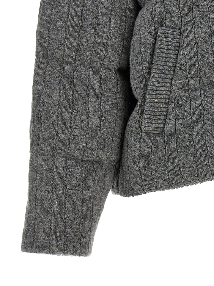 Polo Ralph Lauren Knitted Braided Down Jacket Puffer Jackets - Grigio | 43666623773f8c351d1df56dd492961f66ab62e4