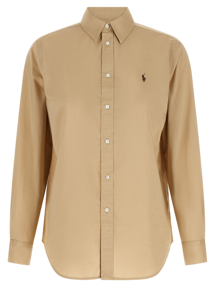 Polo Ralph Lauren Logo Embroidery Cotton Shirt Camicie - Beige | bbbf2f705466f5aa9089f03c11ee8501f6c200f5