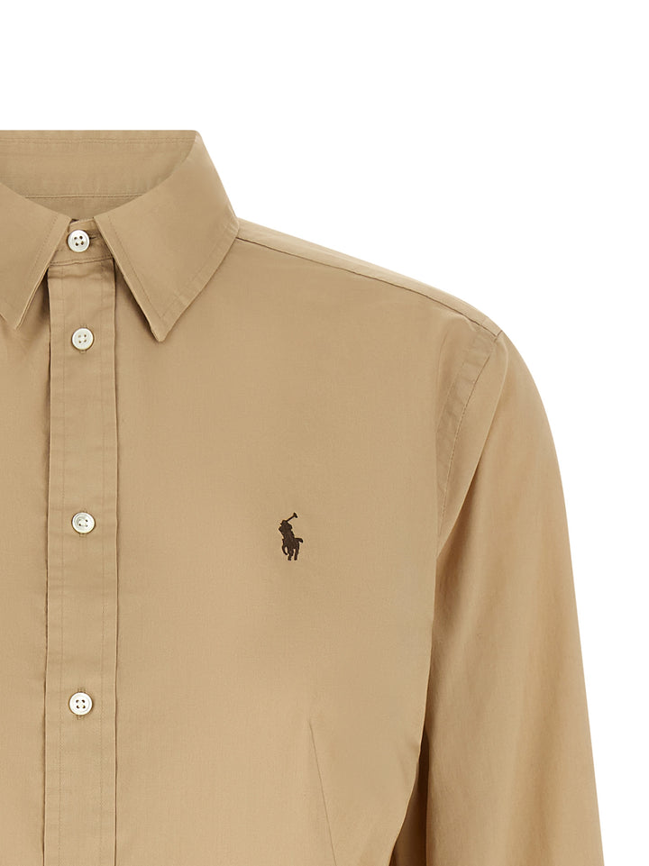 Polo Ralph Lauren Logo Embroidery Cotton Shirt Camicie - Beige | e1dbfc562a8f41cfb630e429464c42e1d7f06a73