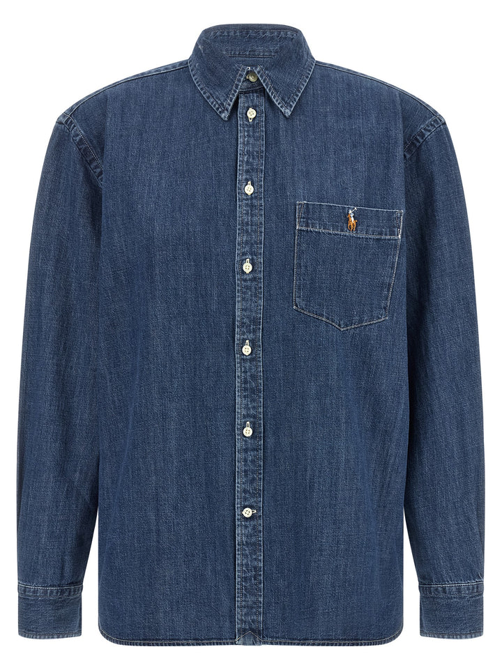 Polo Ralph Lauren Denim Shirt With Logo Embroidery Camicie - Blu | d05e44d49392d50a7bb1d79b89b21f26aa8ae20a