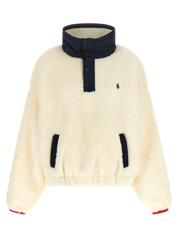 Teddy Sweatshirt With Embroidery Maglioni Bianco