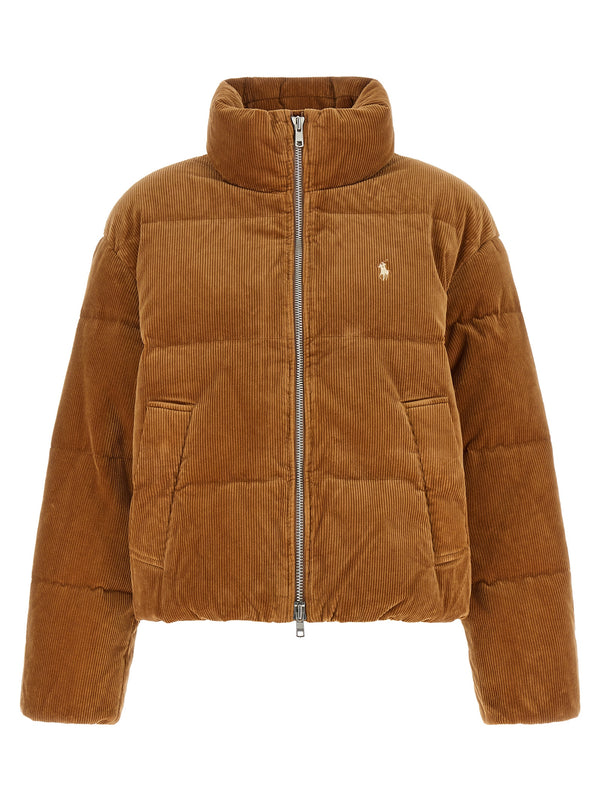 Corduroy Down Jacket Puffer Jackets Marrone