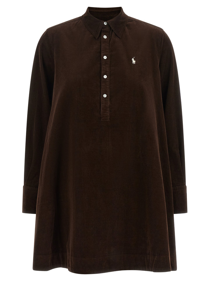 Polo Ralph Lauren Corduroy Dress With Embroidery Abiti - Marrone | 759a8fc0e8cfef9d6ecebb289a0db244a0e5b93a