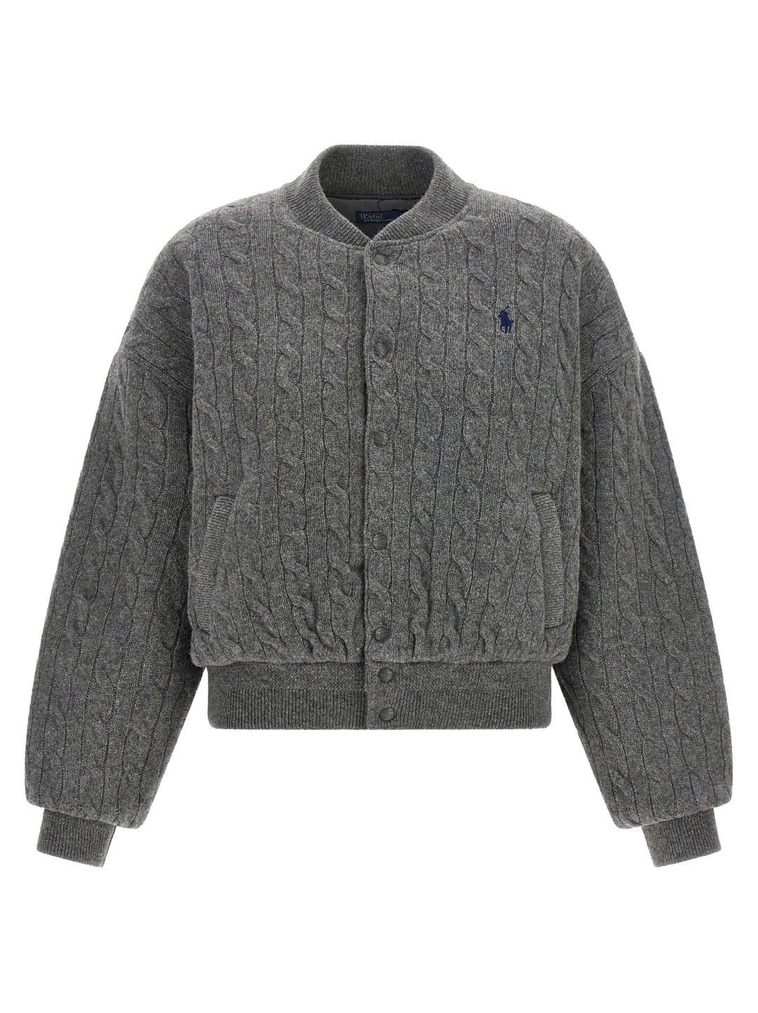 Polo Ralph Lauren Padded Knit Braided Bomber Jacket Puffer Jackets - Grigio | ae74cb774c48cc8cd92513ae46361f866a6f2c71
