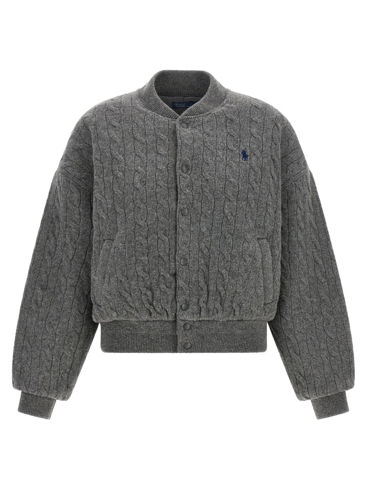 Polo Ralph Lauren Padded Knit Braided Bomber Jacket Puffer Jackets - Grigio | ae74cb774c48cc8cd92513ae46361f866a6f2c71