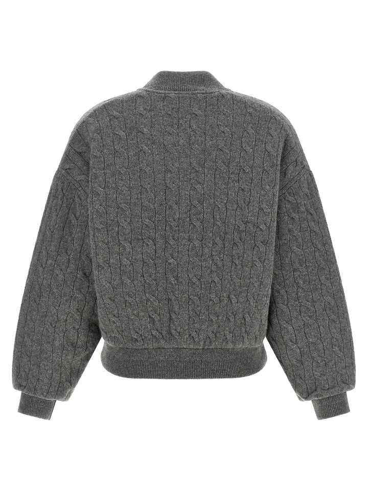 Polo Ralph Lauren Padded Knit Braided Bomber Jacket Puffer Jackets - Grigio | 4abc257faa7fd001de5892587e0258a518cf460e