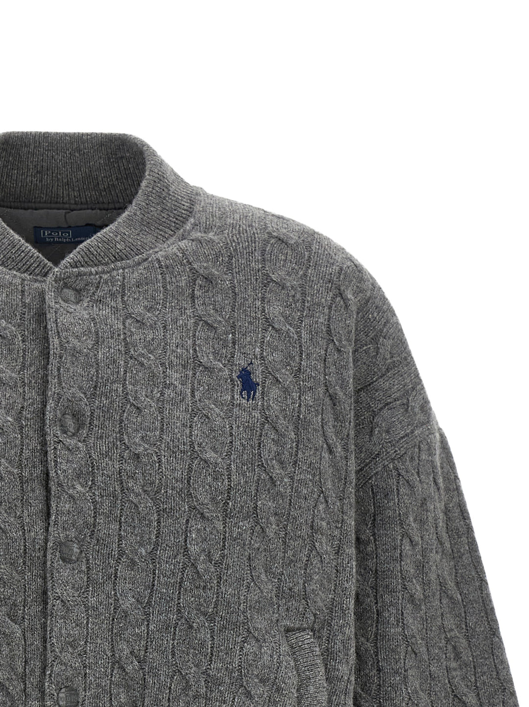 Polo Ralph Lauren Padded Knit Braided Bomber Jacket Puffer Jackets - Grigio | 265bbee224257de048c48c4b25f92d1bafd67bc1