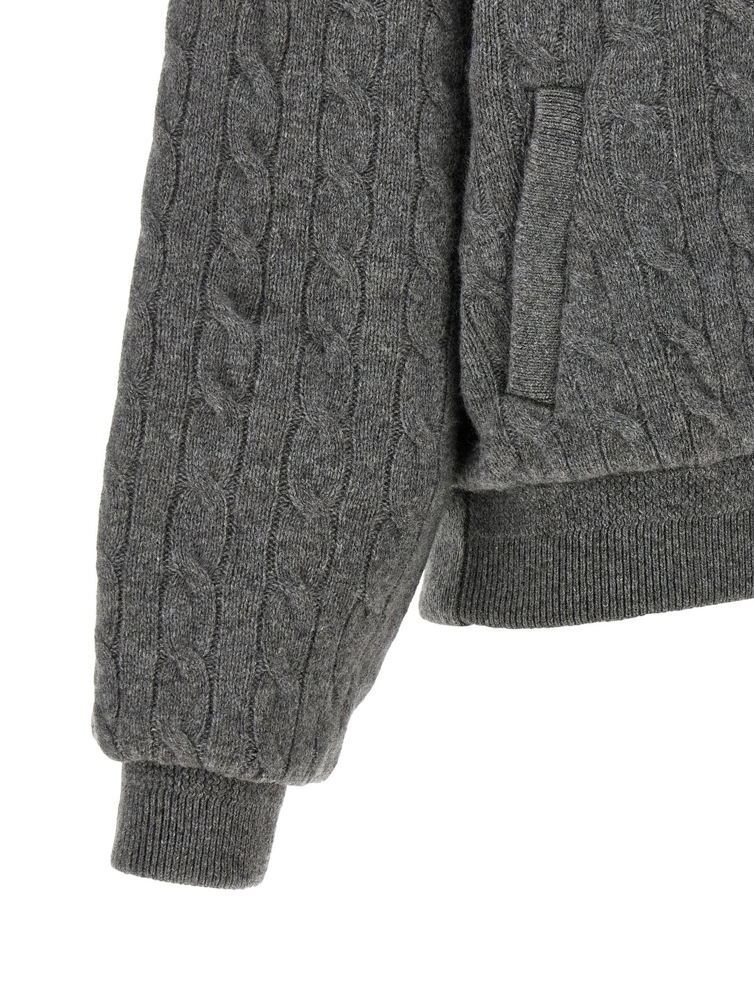 Polo Ralph Lauren Padded Knit Braided Bomber Jacket Puffer Jackets - Grigio | efa03209ab917ff14626df498075a978da41ffb8