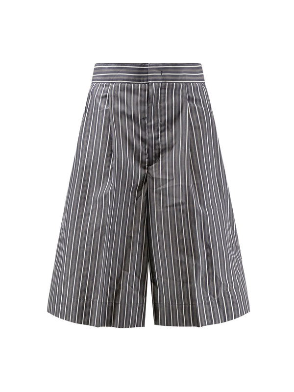 Henna Striped Cotton Bermuda Shorts