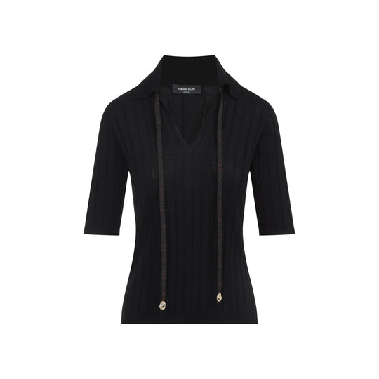 Black Virgin Wool Polo