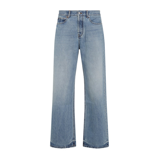 Blue Le De-Nimes Droit Cotton Jeans