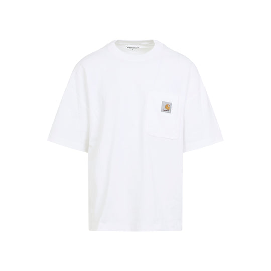 White Cotton Short Sleeves Pocket T-Shirt