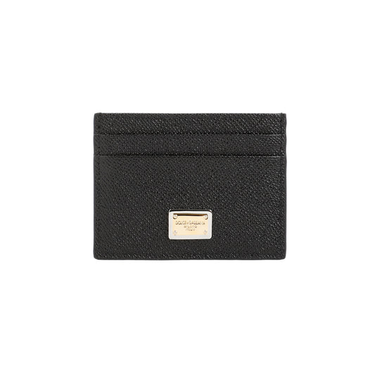 Black Leather Cardholder With Logo Plaque