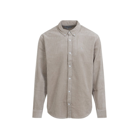 Wall Grey Cotton Long Sleeves Madison Cord Shirt