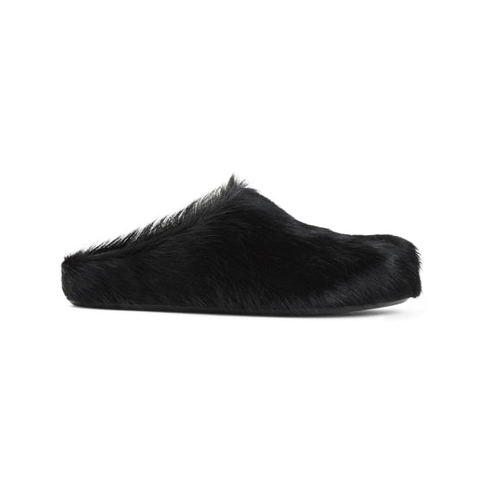 Black Calf Hair Fussbett Mules
