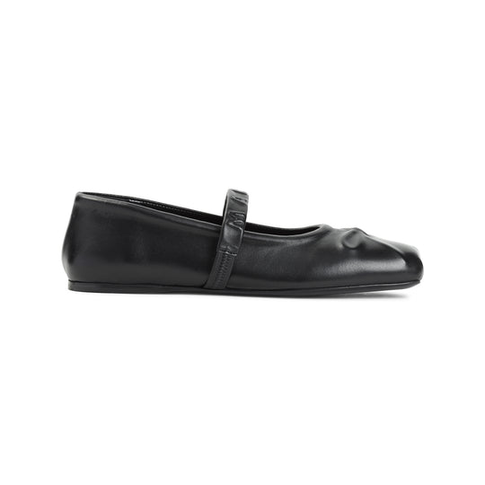 Black Mary Jane Ovine Leather Ballerinas