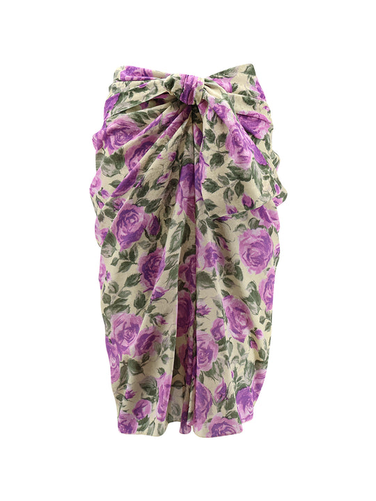 Silk Skirt With Multicolor Print