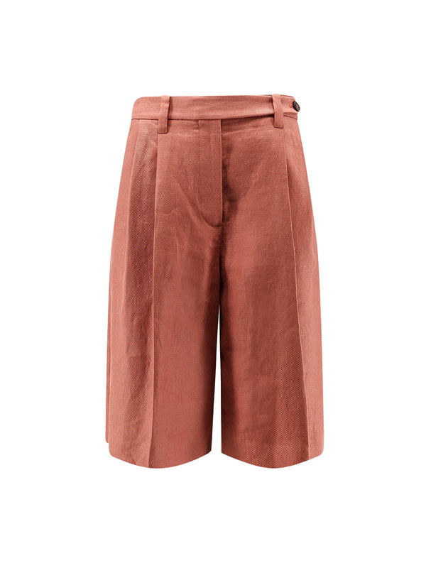 Linen Shorts With Monili Detail