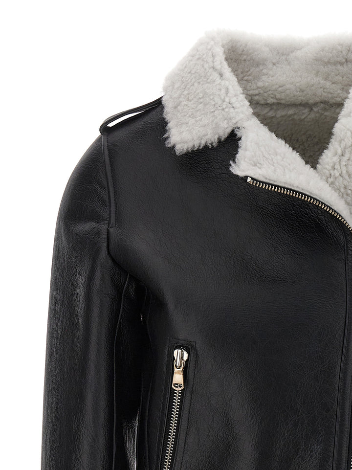 Leather Sheepskin Jacket Pellicce Bianco/Nero